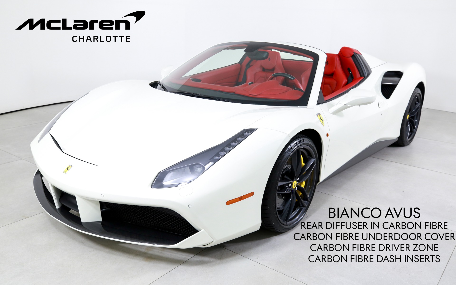 White 2018 Ferrari 488 Convertible Rear-Wheel Drive 7-Speed Automatic