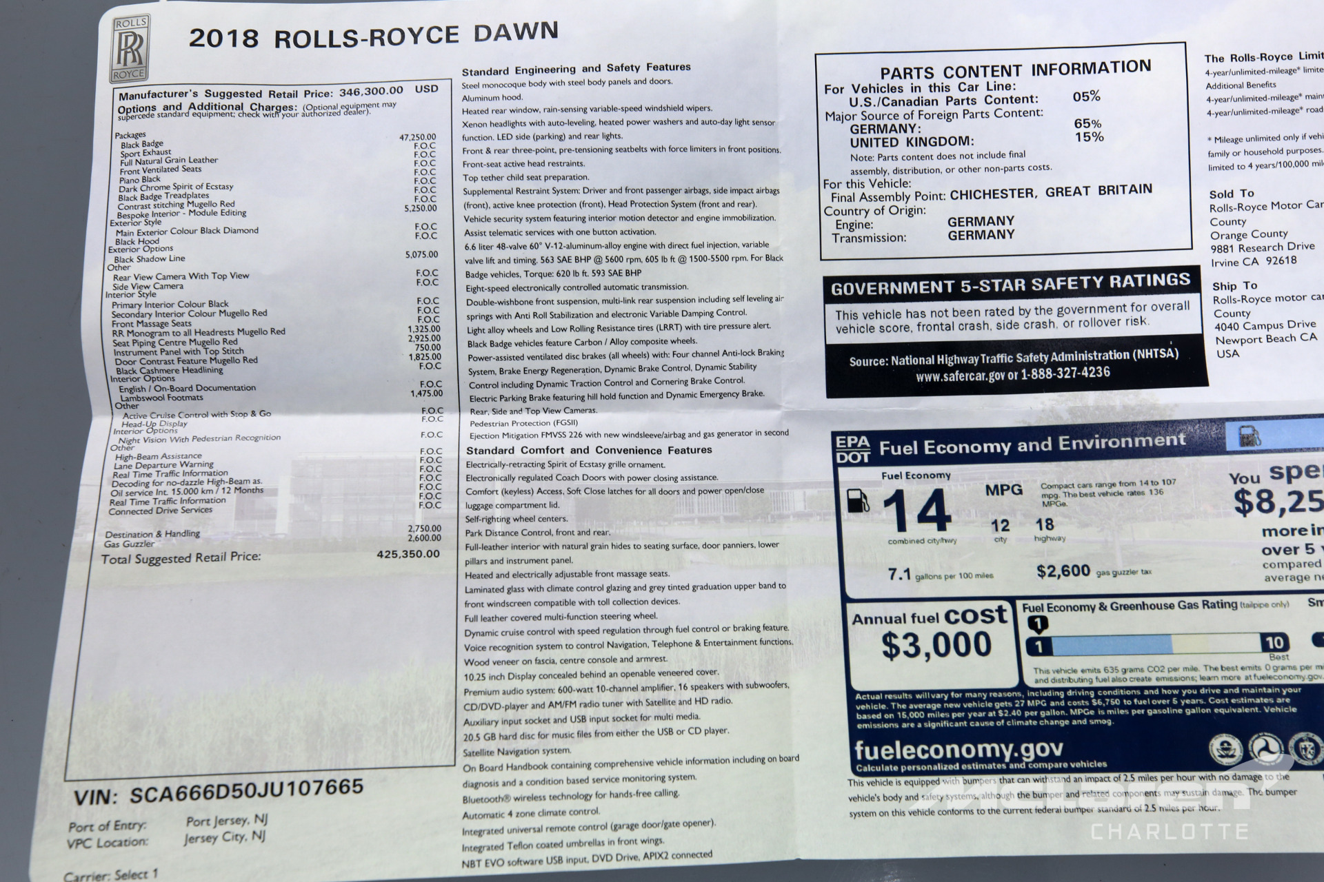 Used 2018 Rolls-Royce Dawn | Charlotte, NC