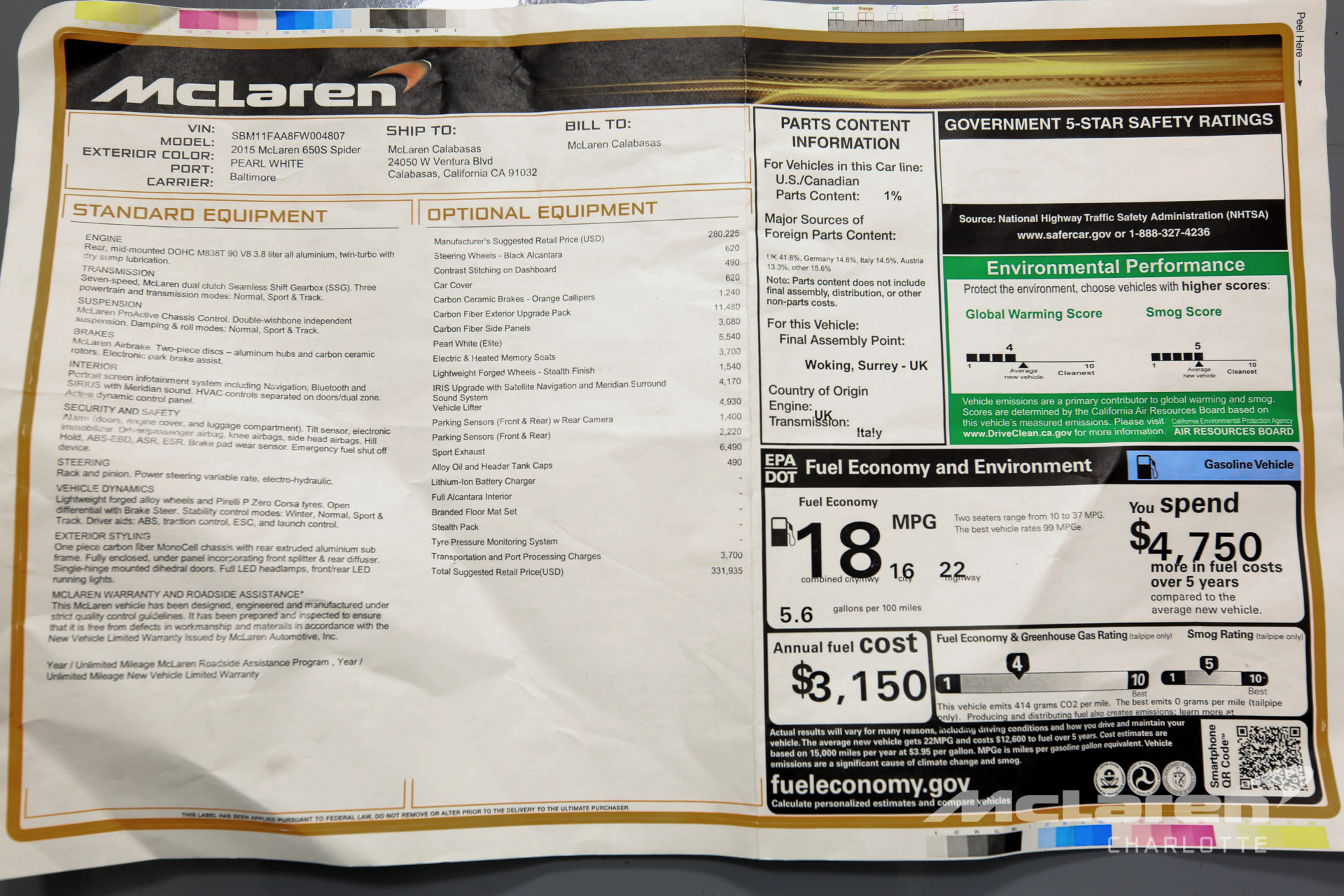 Used 2015 McLaren 650S Spider | Charlotte, NC