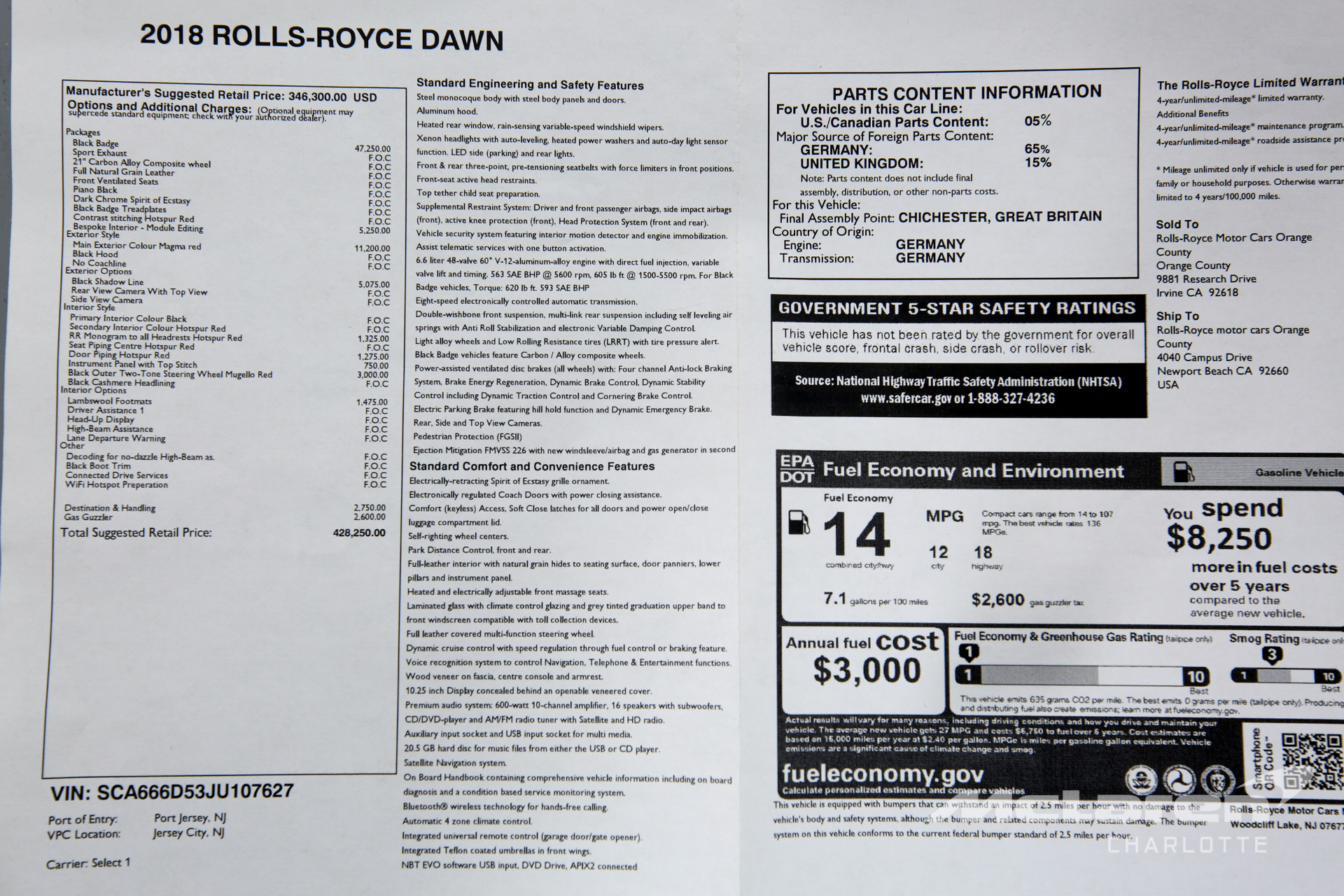 Used 2018 Rolls-Royce Dawn | Charlotte, NC