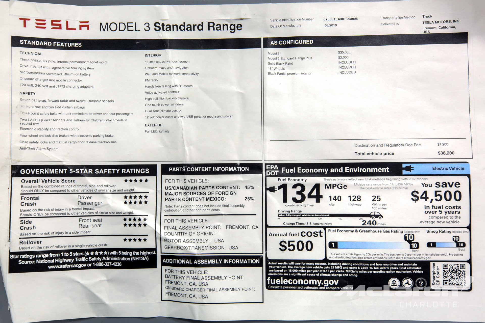 Used 2019 Tesla Model 3 Standard Range | Charlotte, NC