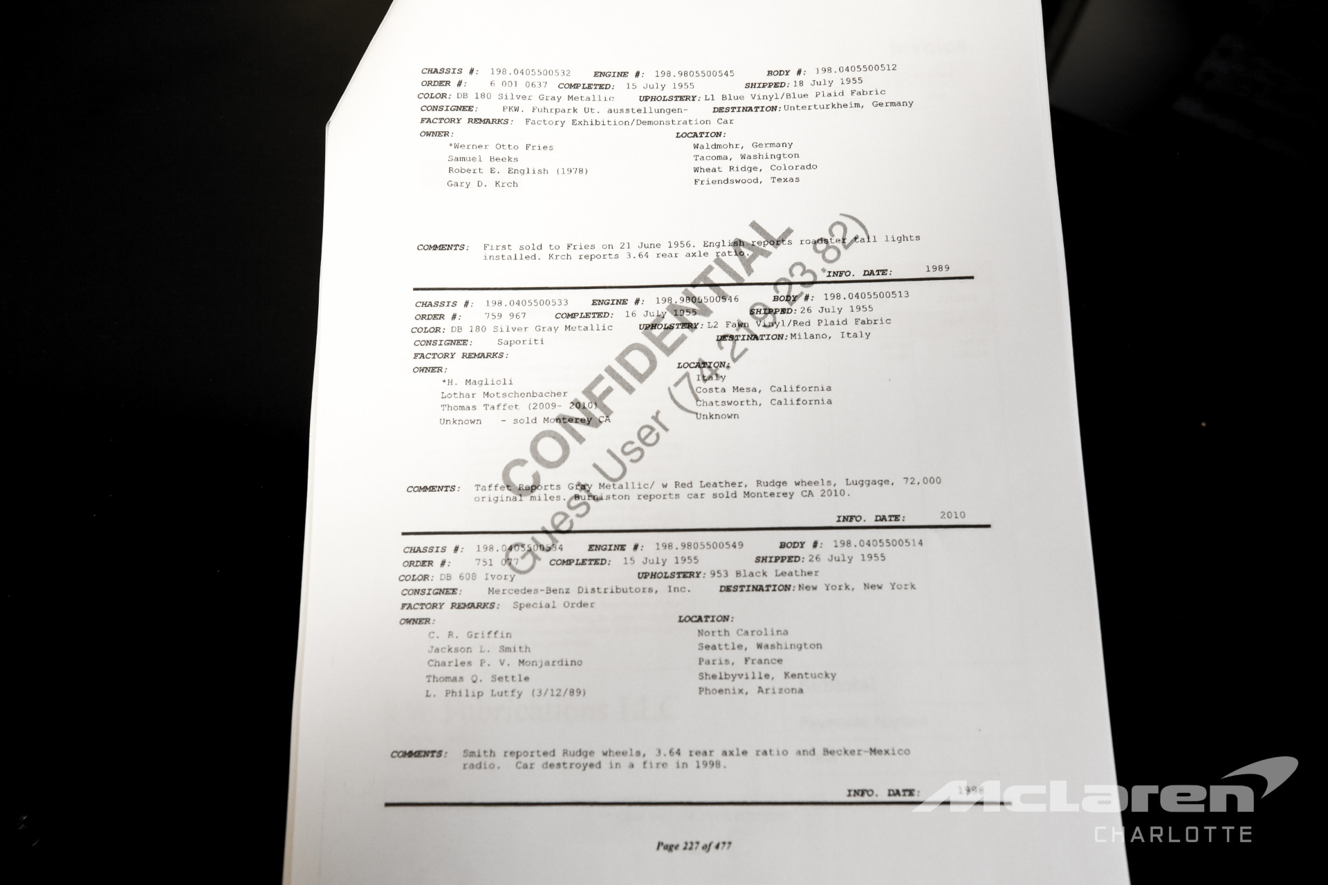 Used 1955 MERCEDES-BENZ 300 SL GULLWING | Charlotte, NC
