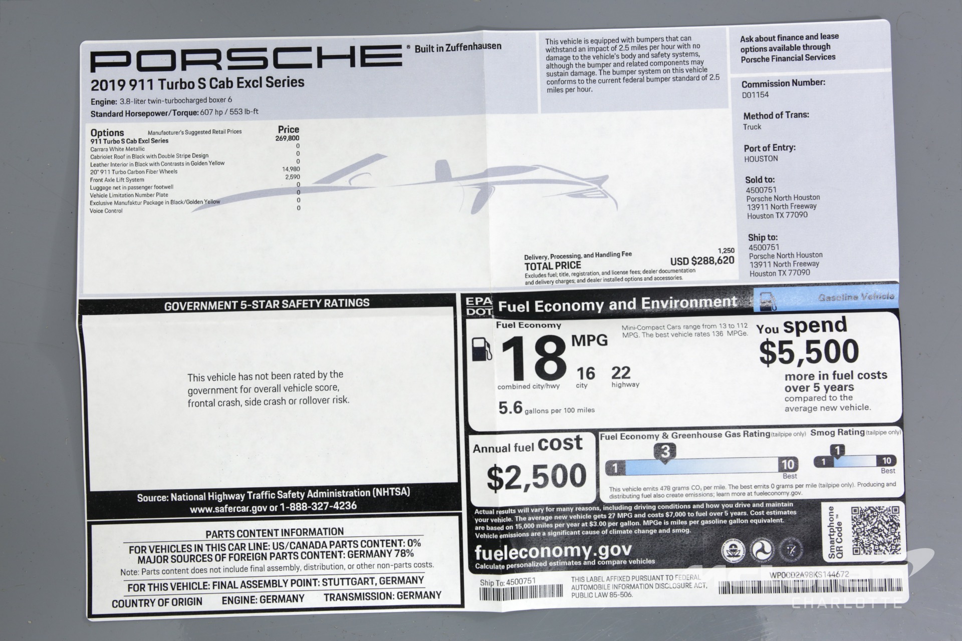 Used 2019 Porsche 911 Turbo S Exclusive | Charlotte, NC