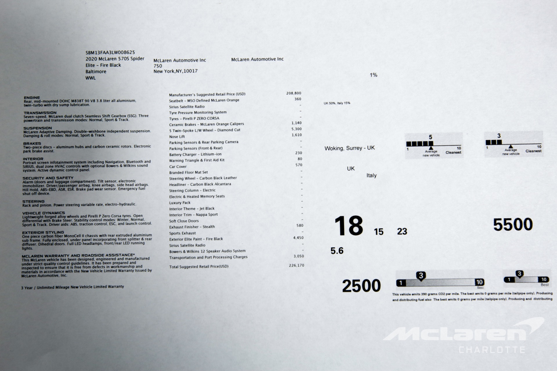 New 2020 MCLAREN 570S SPIDER | Charlotte, NC