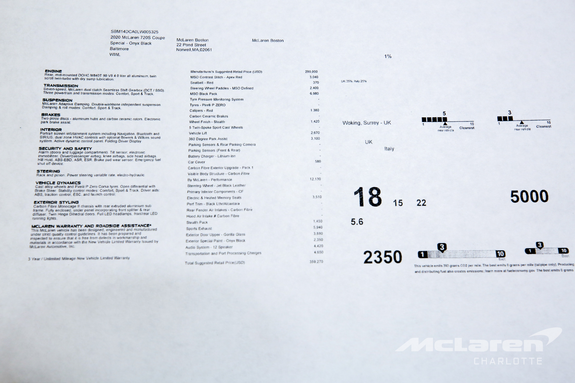 New 2020 MCLAREN 720S PERFORMANCE | Charlotte, NC
