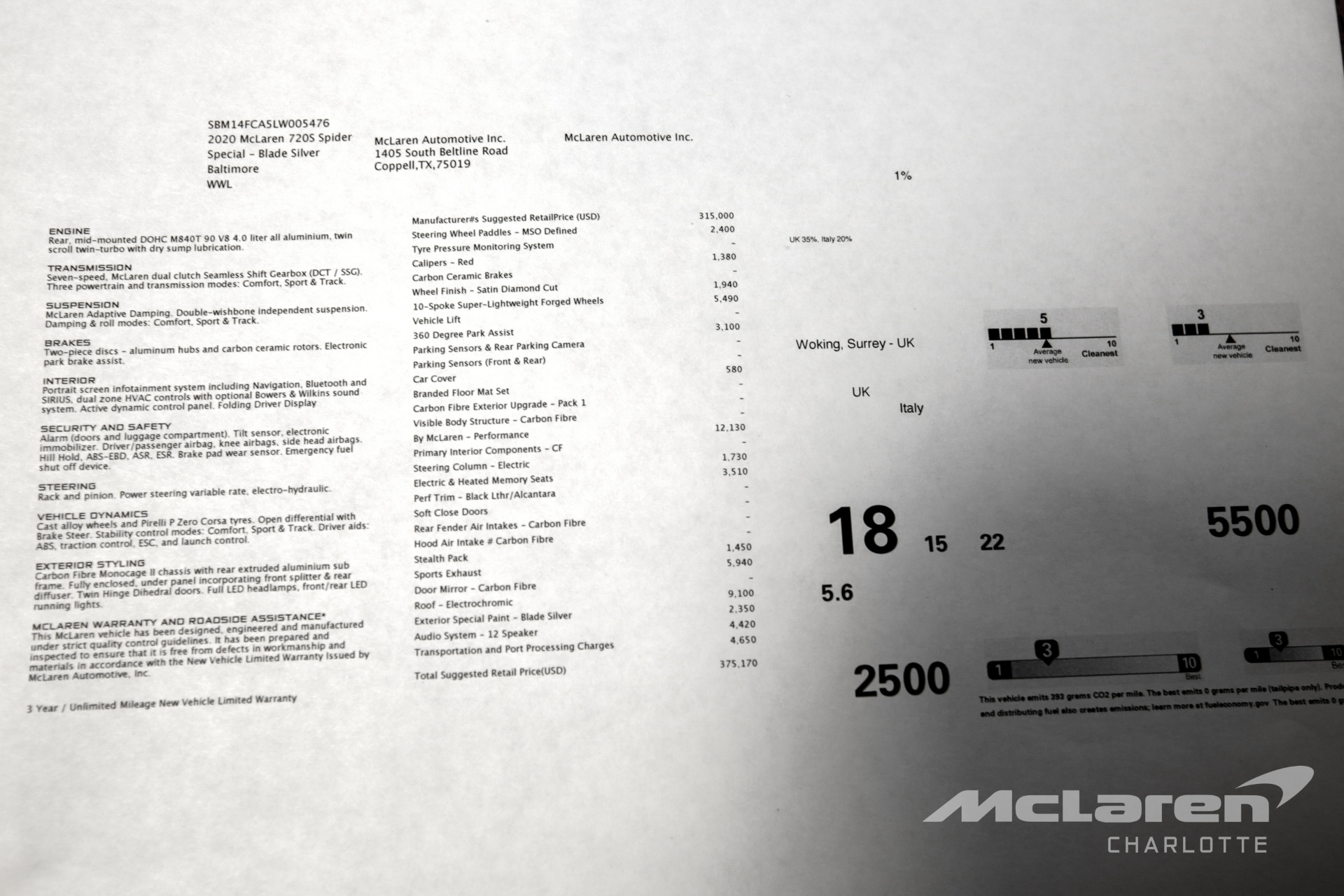 New 2020 McLaren 720S Spider Performance | Charlotte, NC